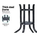 Gardeon Outdoor Bar Table Glass Cafe Table Steel Side Parasol Hole - Image 6