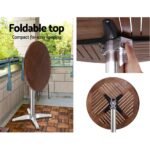 Gardeon 3-Piece Outdoor Bar Set Bistro Table Stools Adjustable Wooden Cafe - Image 6