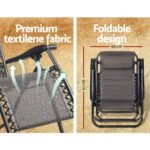 Gardeon Zero Gravity Chair Folding Outdoor Recliner Adjustable Sun Lounge Camping Beige - Image 6
