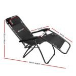 Gardeon Zero Gravity Chair Folding Outdoor Recliner Adjustable Sun Lounge Camping Black - Image 2