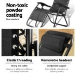 Gardeon Zero Gravity Chair Folding Outdoor Recliner Adjustable Sun Lounge Camping Black - Image 5
