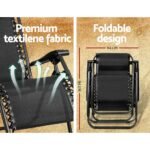 Gardeon Zero Gravity Chair Folding Outdoor Recliner Adjustable Sun Lounge Camping Black - Image 6