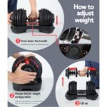 Everfit 24kg Dumbbells Adjustable Dumbbell Weight Plates Home Gym - Image 7