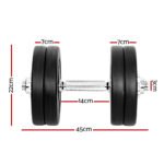 Everfit 25kg Dumbbell Set Weight Plates Dumbbells Lifting Bench - Image 2