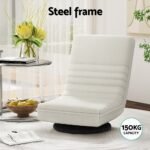 Artiss Floor Lounge Sofa Swivel Foldable Linen White - Image 4