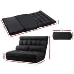 Artiss Floor Lounge Sofa Bed 2-seater Charcoal Suede - Image 2