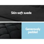 Artiss Floor Lounge Sofa Bed 2-seater Charcoal Suede - Image 5
