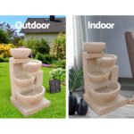 Gardeon Solar Water Feature Cascading Fountain 4-Tier Bowl LED Lights 72CM Sand - Image 4