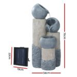 Gardeon Solar Water Feature Cascading Fountain 3-Tier Pot LED Lights 76CM Grey - Image 2