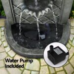 Gardeon Solar Fountain Water Feature Wall Mount Garden Fountains 80CM Grey - Image 6