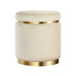 Artiss Ottoman Foot Stool Round Velvet Cream - Image 7