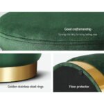 Artiss Ottoman Foot Stool Round Velvet Green - Image 5