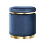 Artiss Ottoman Foot Stool Round Velvet Navy - Image 7