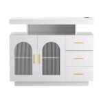 Artiss Buffet Sideboard Cabinet LED Clear Door Kitchen Storage Drawers White - Image 4