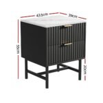 Artiss Bedside Table 2 Drawers - Black - Image 2