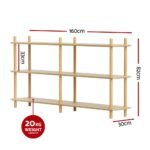 Artiss Bookshelf 3 Tiers Bookcase Display Shelves Wooden Storage Stand Rack Pine - Image 3