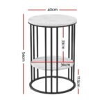 Artiss Coffee Table 2-Tier Round Marble Effect - Image 2