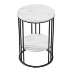 Artiss Coffee Table 2-Tier Round Marble Effect - Image 3