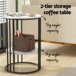 Artiss Coffee Table 2-Tier Round Marble Effect - Image 4