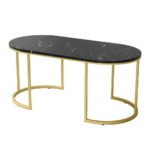 Artiss Coffee Table Marble Effect Black - Image 7