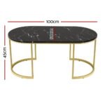 Artiss Coffee Table Marble Effect Black - Image 2