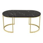 Artiss Coffee Table Marble Effect Black - Image 3
