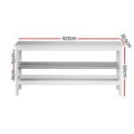 Artiss Shoe Rack Cabinet Bamboo Bench 10 Paris White - Image 2