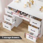 Artiss Dressing Table Set Stool 10 Led Bulbs White Debbie - Image 7