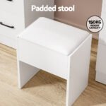 Artiss Dressing Table Set Stool 10 Led Bulbs White Debbie - Image 8