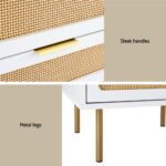 Artiss Rattan Bedside Table 2 Drawers Pine - Image 6