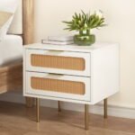 Artiss Rattan Bedside Table 2 Drawers Pine - Image 7