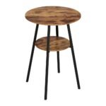 Artiss Industrial Bar Table with 2-Tier Organizer Weather-Resistant MDF Top Steel Frame