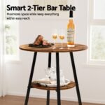 Artiss Industrial Bar Table with 2-Tier Organizer Weather-Resistant MDF Top Steel Frame - Image 4