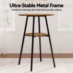 Artiss Industrial Bar Table with 2-Tier Organizer Weather-Resistant MDF Top Steel Frame - Image 6