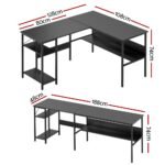Artiss Computer Desk L shape Home Office Study Table Desks Open Shelf Black - Image 2