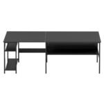 Artiss Computer Desk L shape Home Office Study Table Desks Open Shelf Black - Image 3