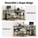 Artiss Computer Desk L shape Home Office Study Table Desks Open Shelf Black - Image 4