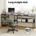 Artiss Computer Desk L shape Home Office Study Table Desks Open Shelf Black - Image 5