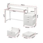Artiss Computer Desk Home Office Study Table Desks w/Drawers Open Shelf White 160CM - Image 2