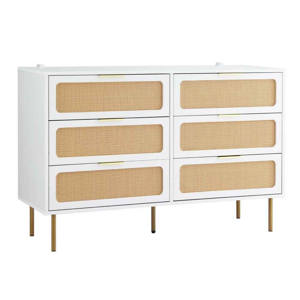 FUR-U-CDR-04-RAT-WH-AB-202505261410-00 Artiss Chest of 6 Drawers Lowboy Cabinet White - Image 1