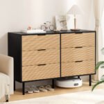 Artiss 6 Chest of Drawers Dresser Table Black&Pine - Image 8