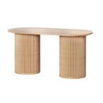 Artiss Coffee Table Oval 100CM Pine Samuel - Image 5