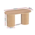 Artiss Coffee Table Oval 100CM Pine Samuel - Image 2