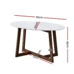 Artiss Coffee Table Oval Marble Effect - Image 2