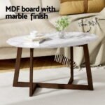 Artiss Coffee Table Oval Marble Effect - Image 4