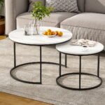 Artiss Nesting Coffee Table Set of 2 Marble Effect - Image 7