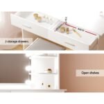 Artiss Dressing Table Set Stool 10 Led Bulbs White Dulcea - Image 5