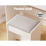 Artiss Dressing Table Set Stool 10 Led Bulbs White Dulcea - Image 6