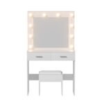 Artiss Dressing Table Vanity Desk Set Stool 10 Led Bulbs White - Image 4