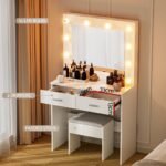 Artiss Dressing Table Vanity Desk Set Stool 10 Led Bulbs White - Image 6
